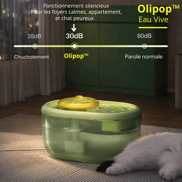 Fontaine à eau chat design à buse spirale silencieuse - Olipop™