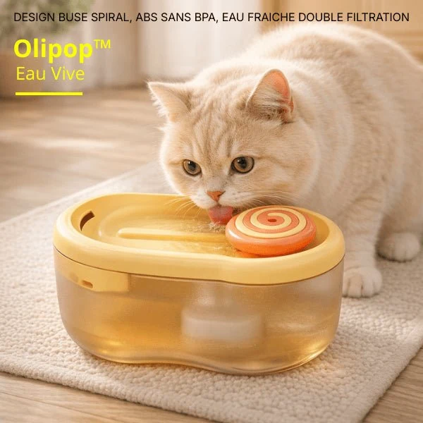 Fontaine à eau chat design à buse spirale silencieuse - Olipop™
