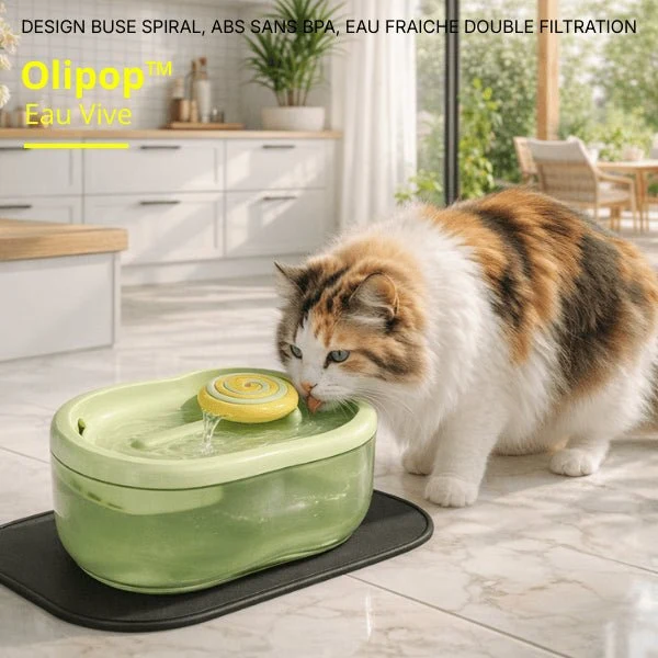 Fontaine à eau chat design à buse spirale silencieuse - Olipop™