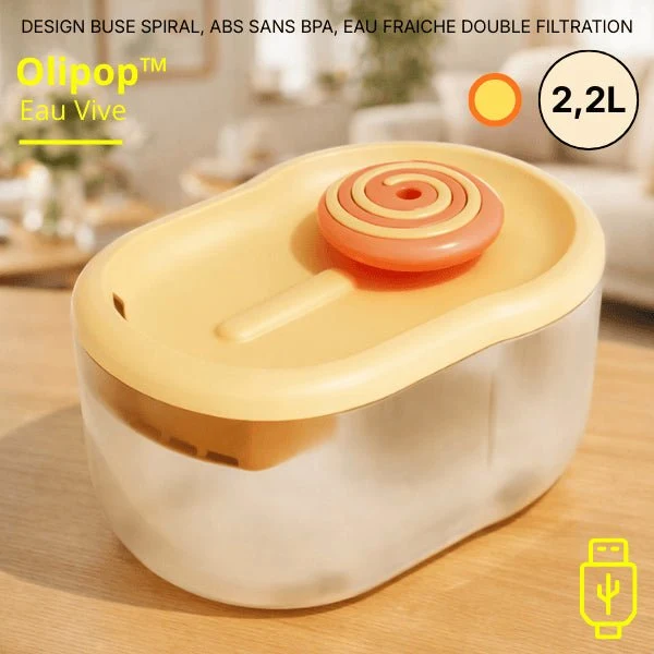 Fontaine à eau chat design à buse spirale silencieuse - Olipop™