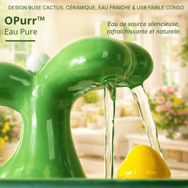 Fontaine à eau chat céramique jet cactus double filtration - OPurr™