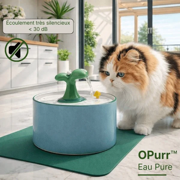 Fontaine à eau chat céramique jet cactus double filtration - OPurr™