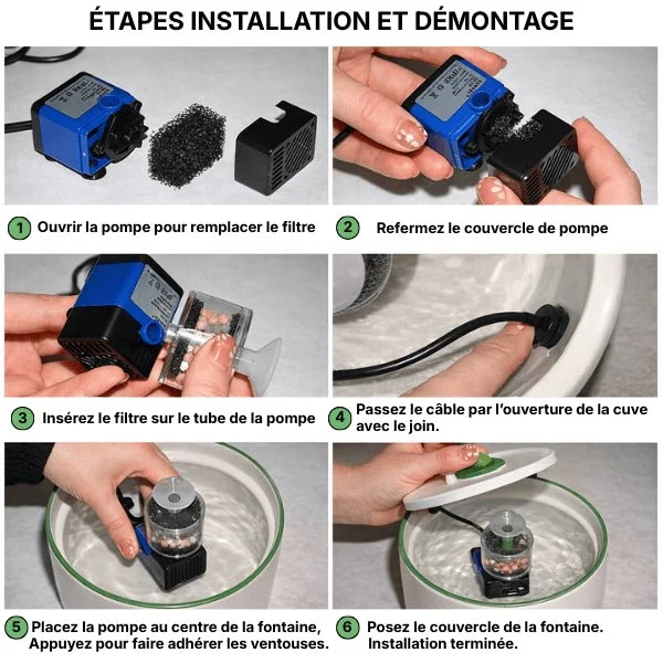 Fontaine à eau chat céramique jet cactus double filtration - OPurr™