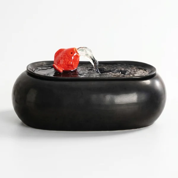 Fontaine à eau pour chat céramique ovale buse poisson - OCool™