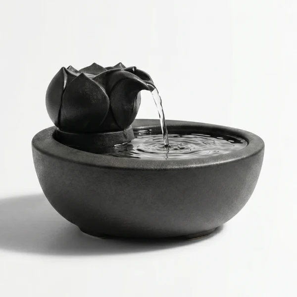 Fontaine à eau chat céramique lotus design zen - HydraPur™