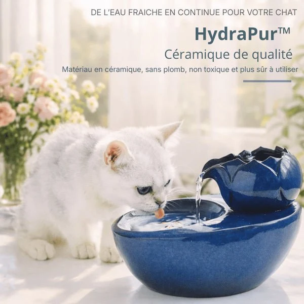 Fontaine à eau chat céramique lotus design zen - HydraPur™