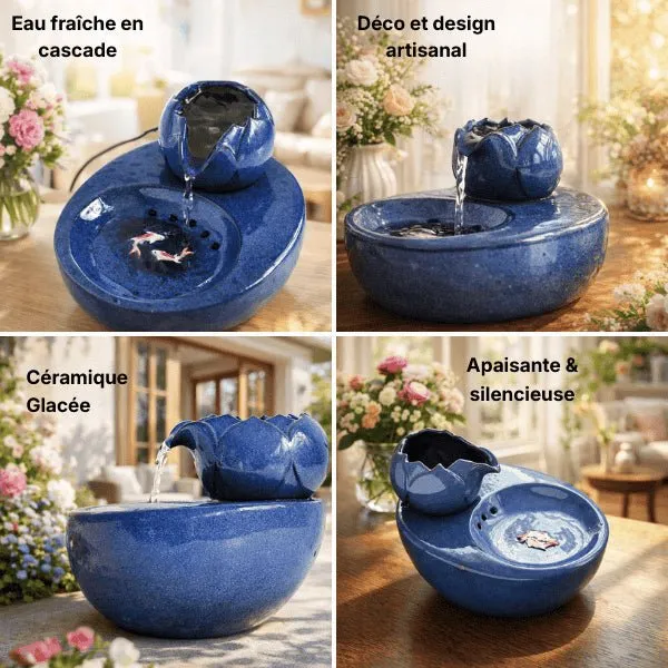 Fontaine à eau chat céramique lotus design zen - HydraPur™