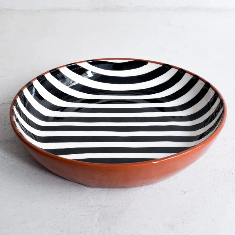 Bol de service rayé en noir Ø27cm