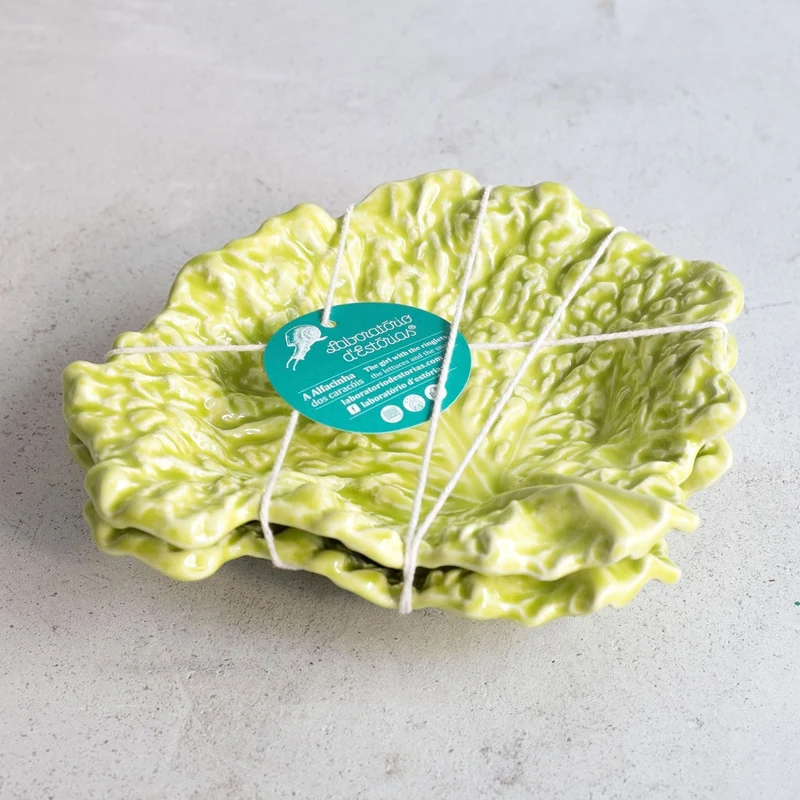 Lot de 2 assiettes en forme de feuille de laitue - Vert