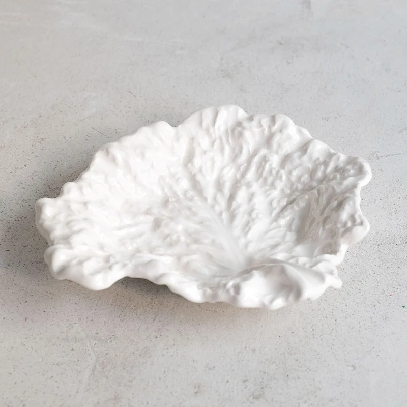 Lot de 2 assiettes en forme de feuille de laitue - Blanc
