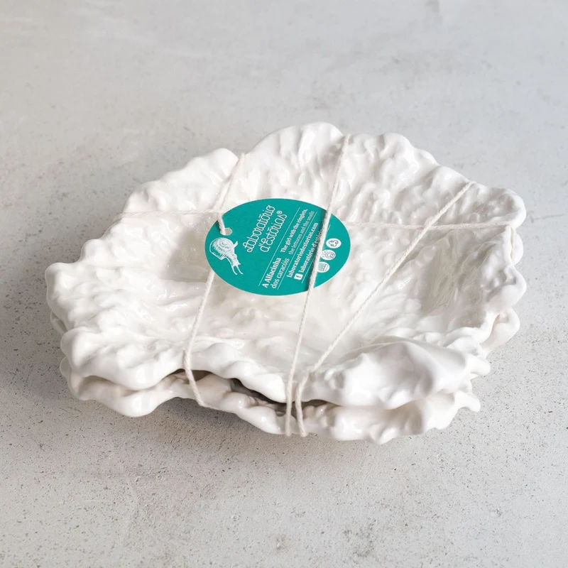 Lot de 2 assiettes en forme de feuille de laitue - Blanc