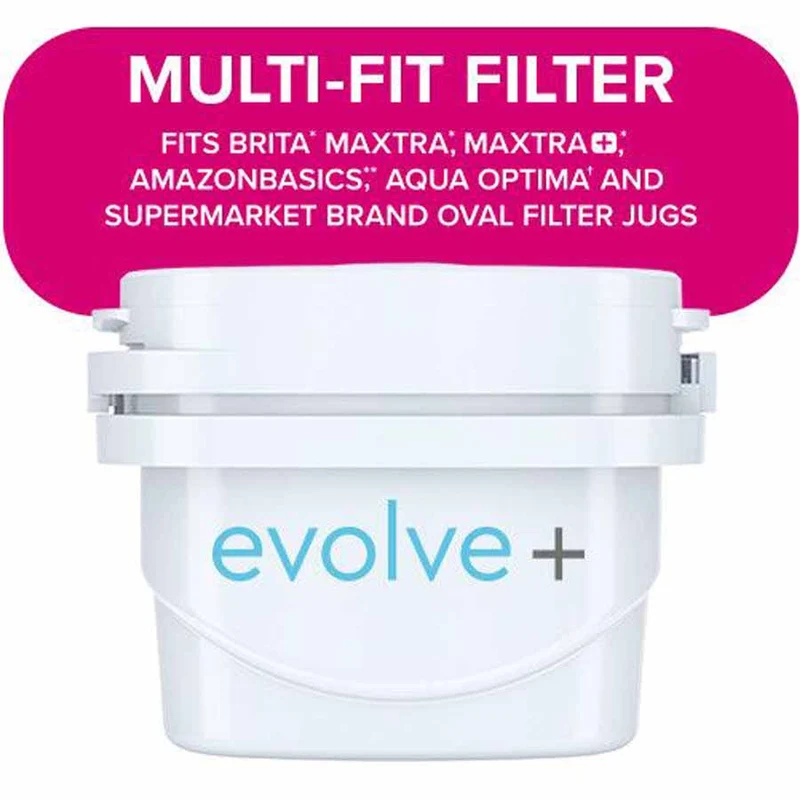 Lot de 3 filtres à eau à vie unique Aqua Optima Evolve+ | 3 x 100 litres | Filtre de rechange Aqua Optima, Brita® Maxtra®, Maxtra+®