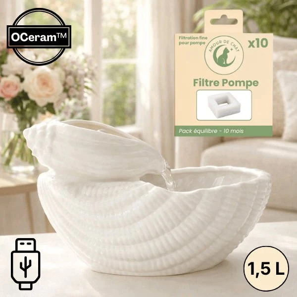 Abreuvoir chat céramique à filtre permanent - OCeram™