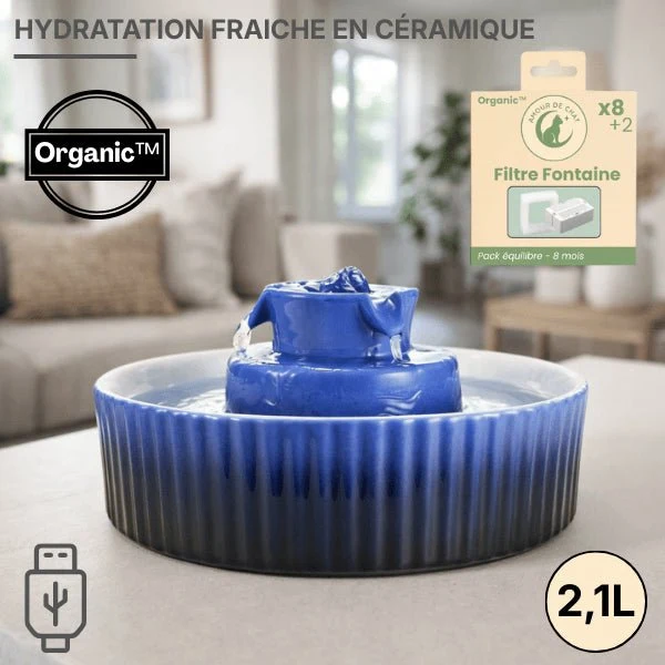 Fontaine à eau chat en céramique à cascade - Organic™