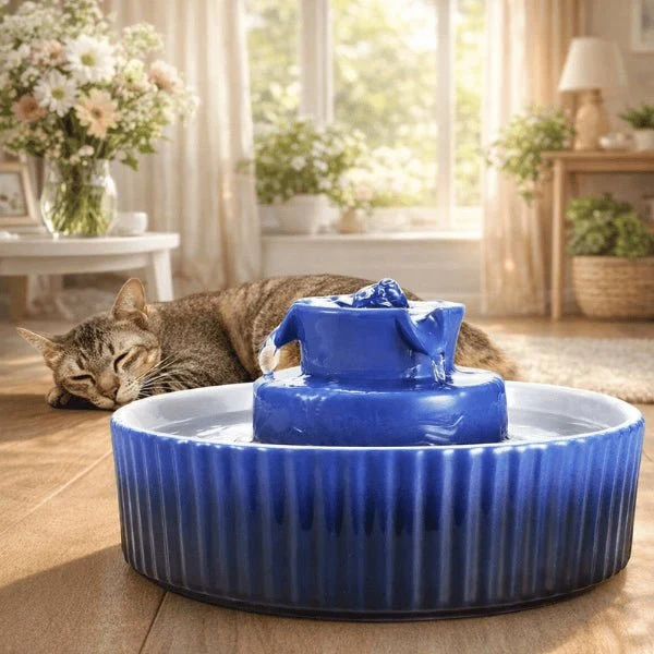 Fontaine à eau chat en céramique à cascade - Organic™
