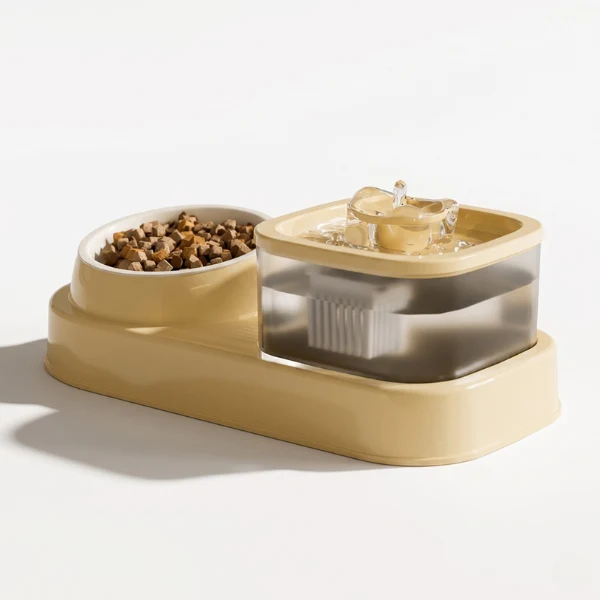 Fontaine à eau chat et gamelle croquettes - DuoFlow™