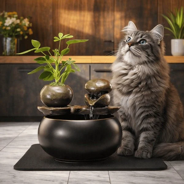 Fontaine à eau chat céramique design naturelle - Ozen™