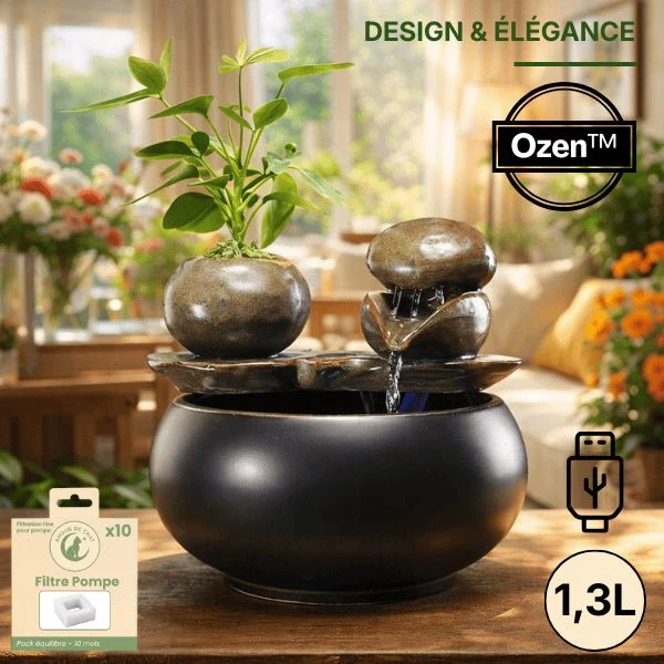 Fontaine à eau chat céramique design naturelle - Ozen™