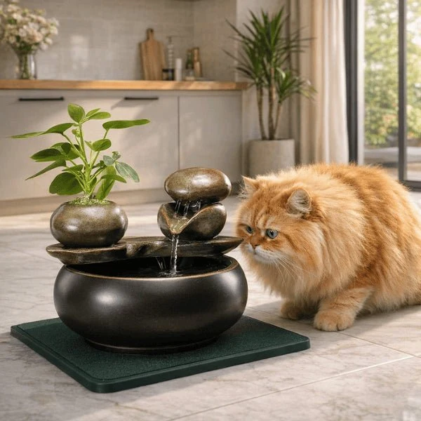 Fontaine à eau chat céramique design naturelle - Ozen™