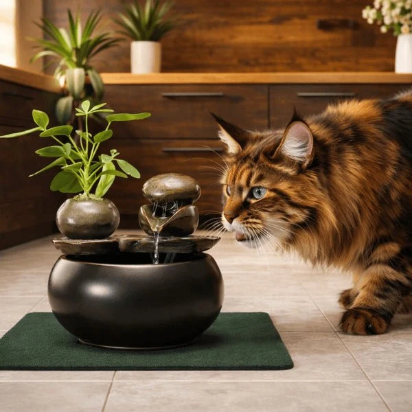 Fontaine à eau chat céramique design naturelle - Ozen™