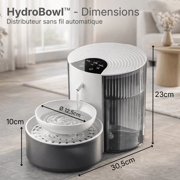 Distributeur d’eau pour chat - automatique intelligent sans fil - HydroBowl™