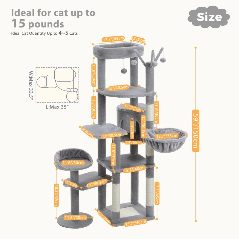Arbre à Chat La Yegada 150 cm | Design Original Multi-Niveaux