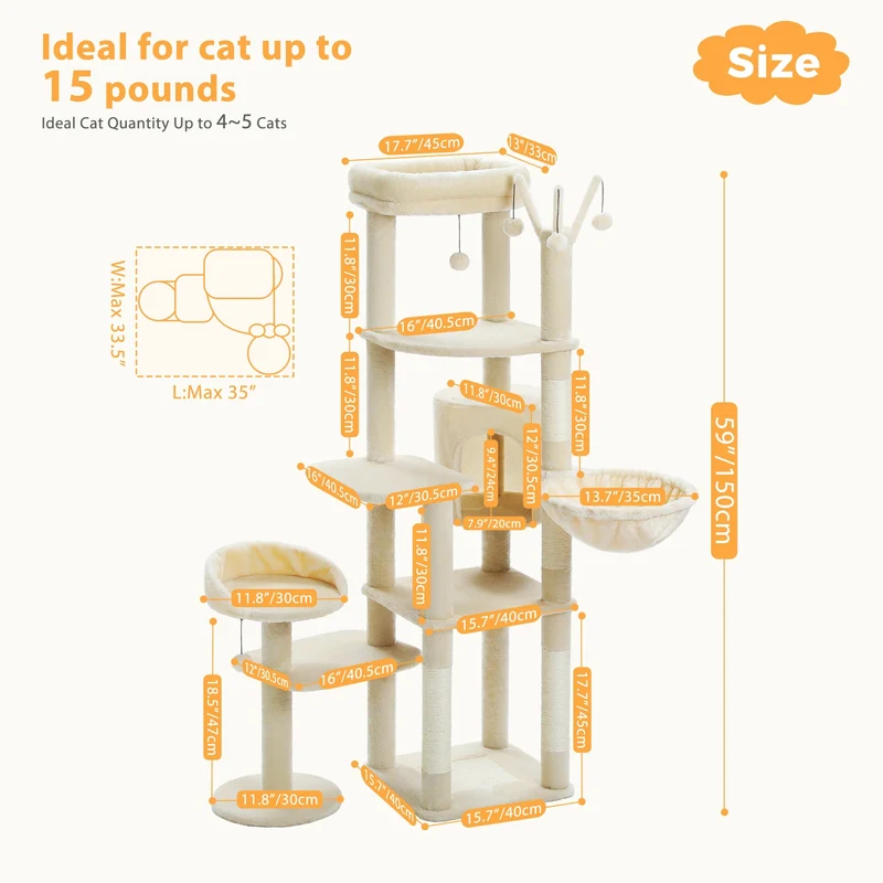 Arbre à Chat La Yegada 150 cm | Design Original Multi-Niveaux