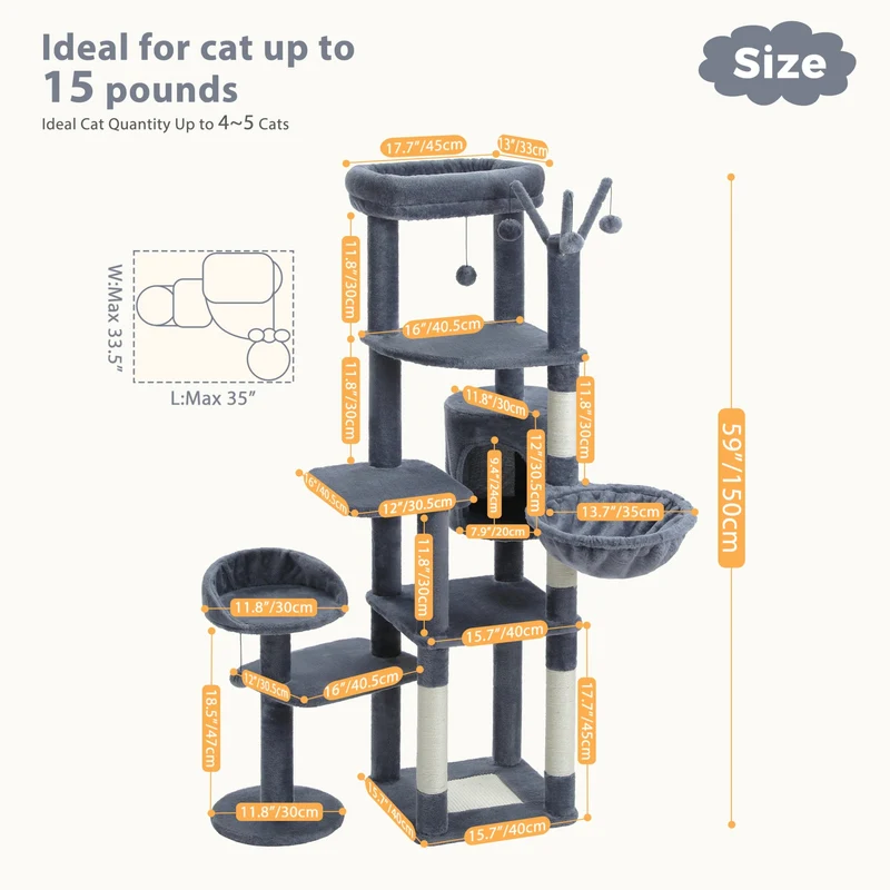 Arbre à Chat La Yegada 150 cm | Design Original Multi-Niveaux