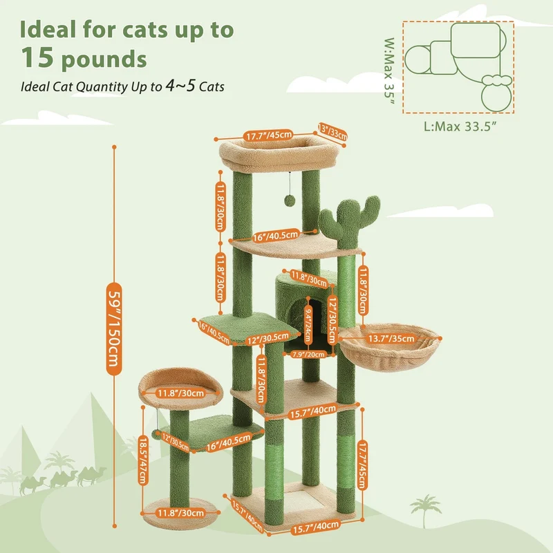 Arbre à Chat La Yegada 150 cm | Design Original Multi-Niveaux