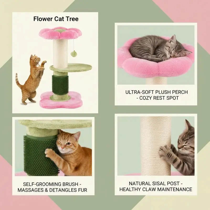 Arbre à Chat Santa Fe 69 cm | Mini Format Design Fleur