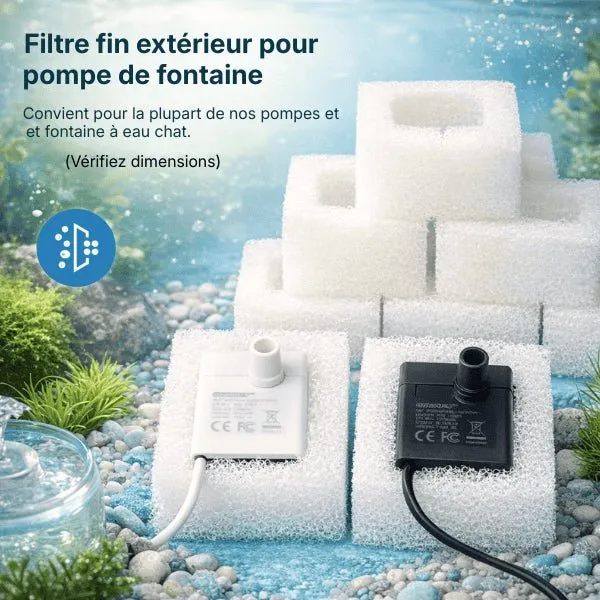 Filtre pompe fontaine à eau chat - extérieur carré