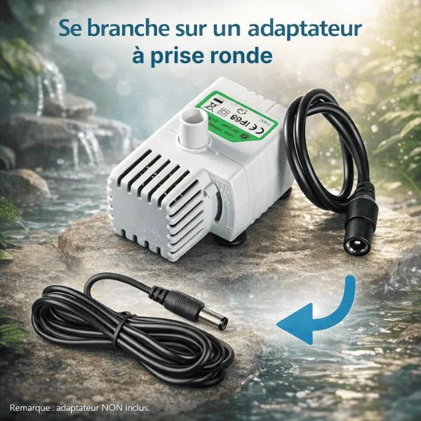 Pompe fontaine pour chat - prise ronde filtrée