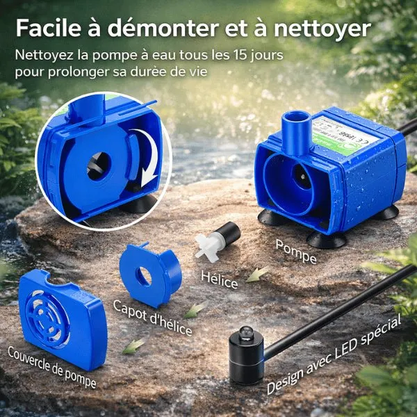 Pompe fontaine chat - LED bleu