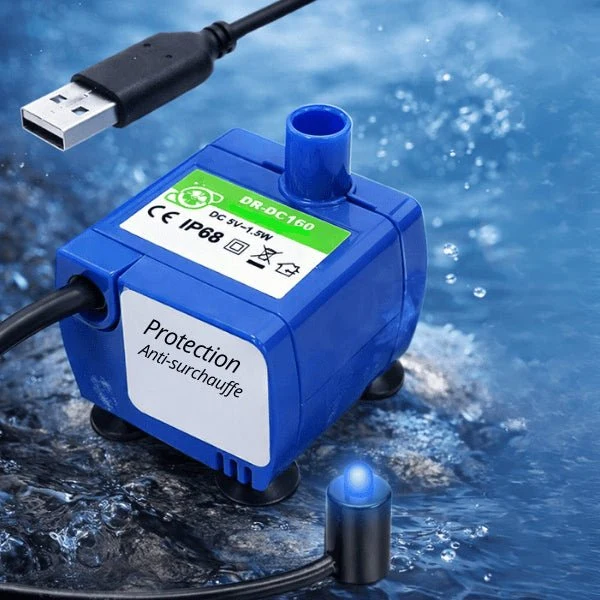 Pompe fontaine chat - LED bleu