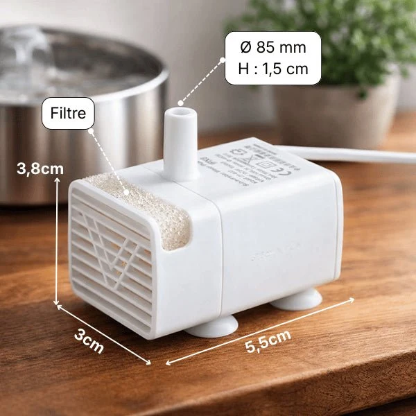 Pompe pour fontaine eau chat - filtrante