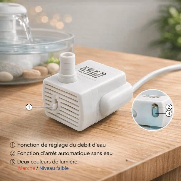 Pompe pour fontaine à chat - automatique LED