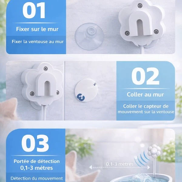 Pompe pour fontaine à eau chat - détecteur mouvement