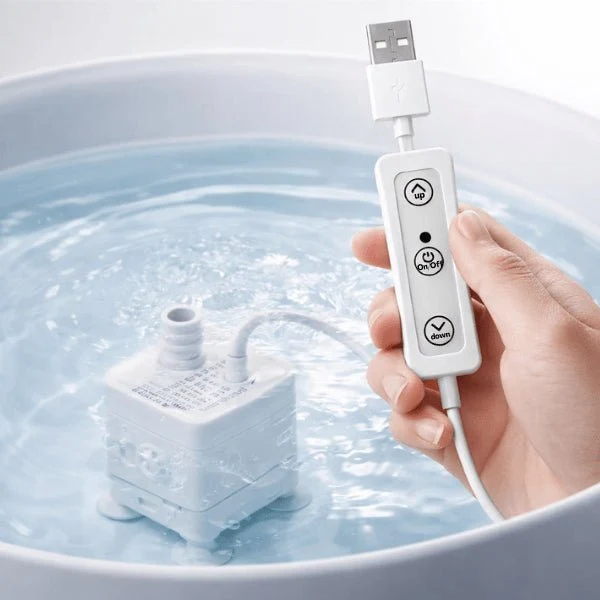 Pompe pour fontaine à eau pour chat - débit télécommandé