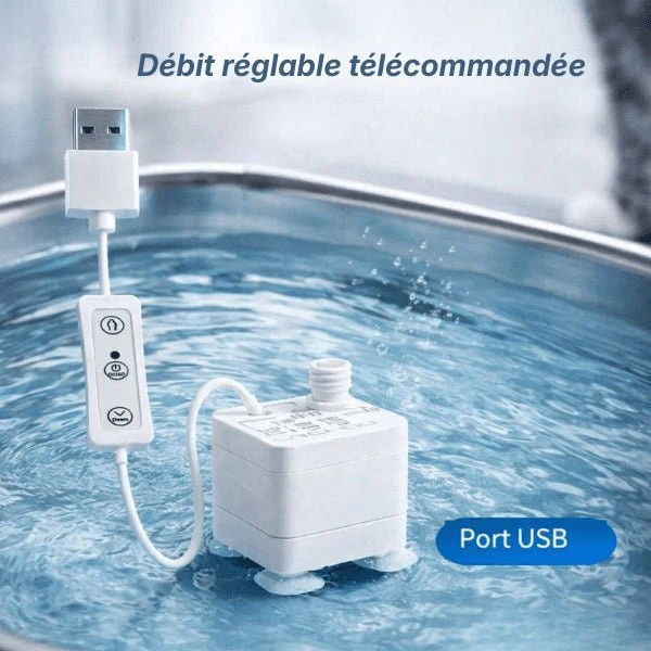 Pompe pour fontaine à eau pour chat - débit télécommandé