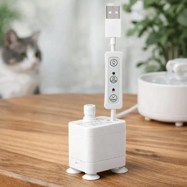 Pompe pour fontaine à eau pour chat - débit télécommandé