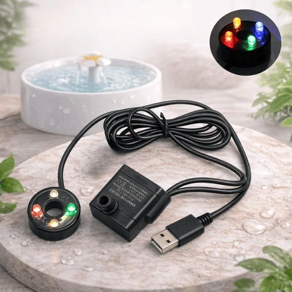 Pompe fontaine à eau pour chat - USB 4 LED