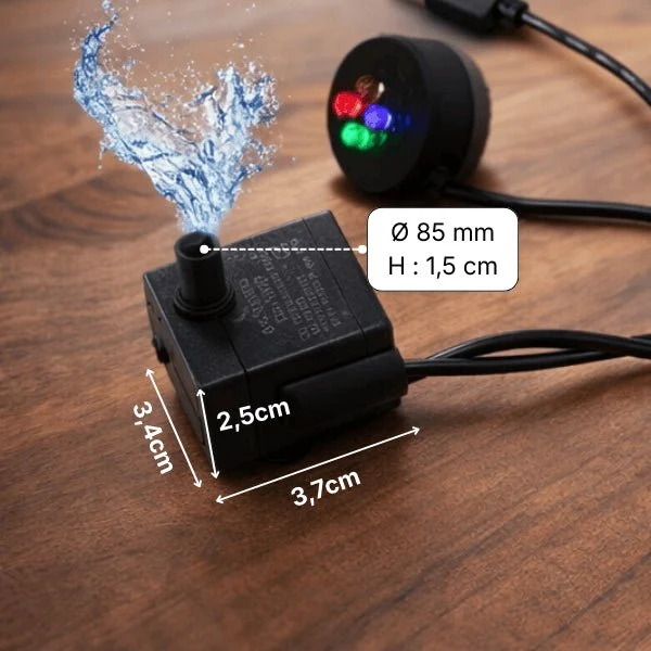 Pompe fontaine à eau pour chat - USB 4 LED