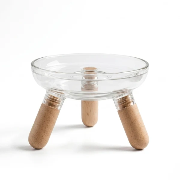 Gamelle pour chat - Surélevée 3 pieds en bois élégante - GlassBowl™