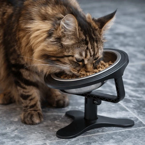 Gamelle surélevée chat - Réglable hauteur et inclinaison - AjustBowl™