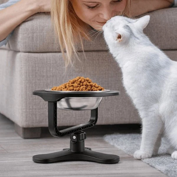 Gamelle surélevée chat - Réglable hauteur et inclinaison - AjustBowl™