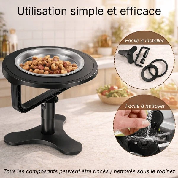 Gamelle surélevée chat - Réglable hauteur et inclinaison - AjustBowl™
