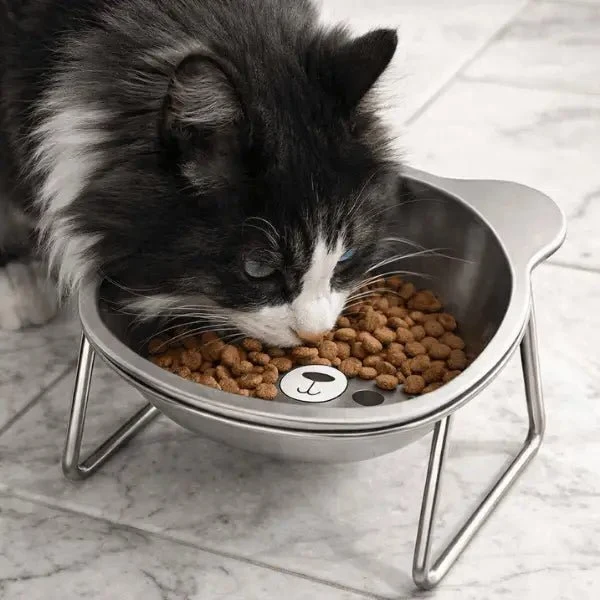 Gamelles pour chat - Inox surélevée tête de chat - Nutrix™