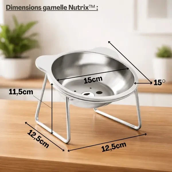 Gamelles pour chat - Inox surélevée tête de chat - Nutrix™
