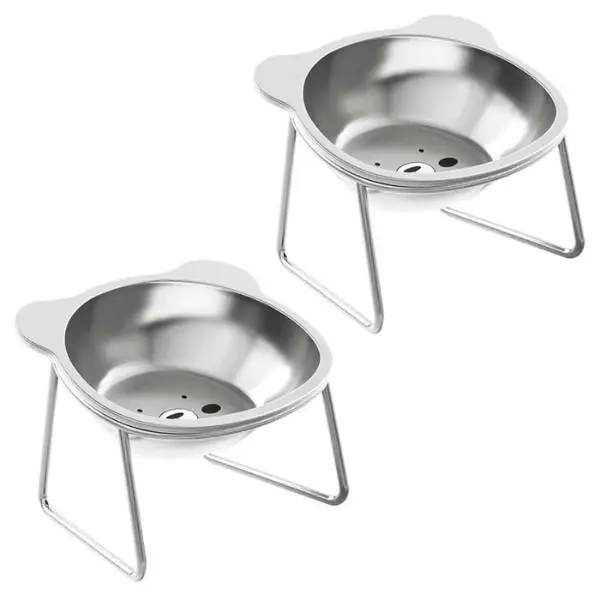 Gamelles pour chat - Inox surélevée tête de chat - Nutrix™