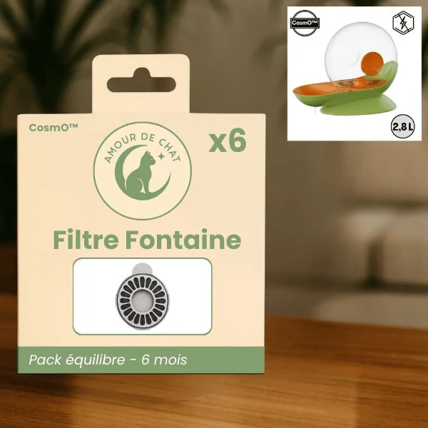 Filtre fontaine chat sans électricité - CosmO™ : Efficace et apaisant